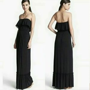 Felicity & Coco Ruffled Strapless Black Maxi Dress XSmall